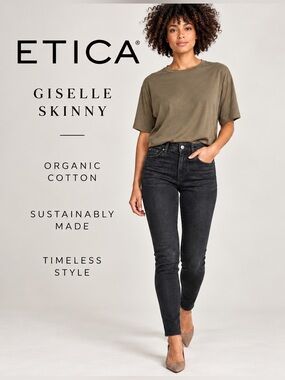 Ética Giselle Black Creek Mid Rise Skinny Jeans NWT Size 26